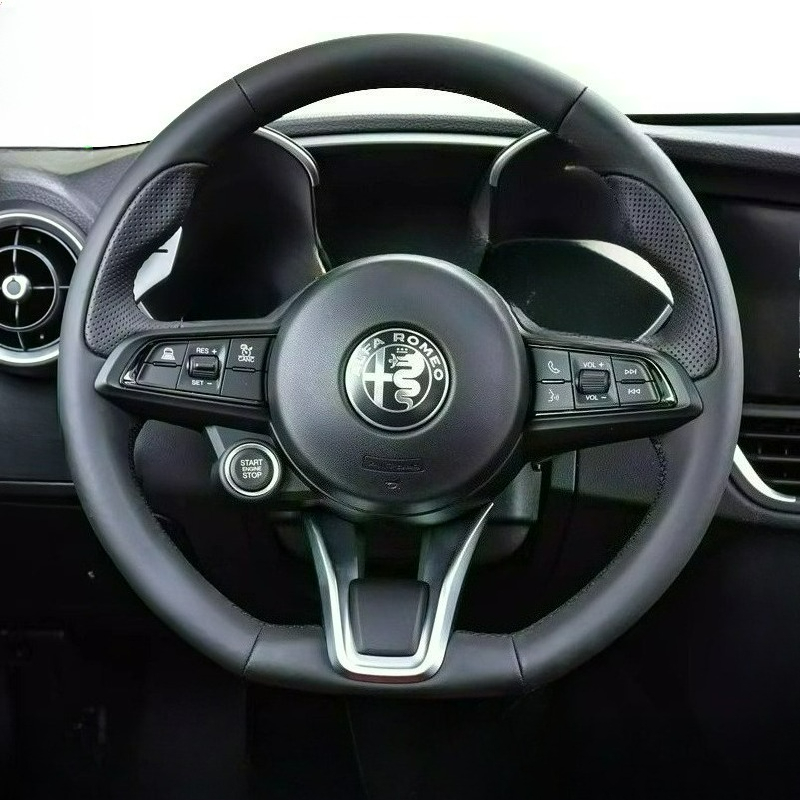 Leather Cleaner Interior - ปลอกหุ้มพวงมาลัยรถยนต์หนังสีดำกันลื่น ทนทานต่อการสึกหรอ เย็บมือ สำหรับ Alfa Romeo